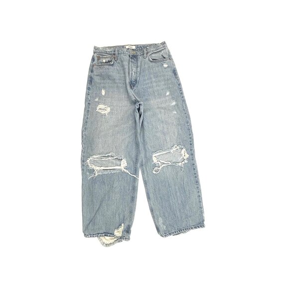Forever 21 Distressed Wide Leg Women's size 29 Light Blue Denim Jeans - Picture 1 of 4